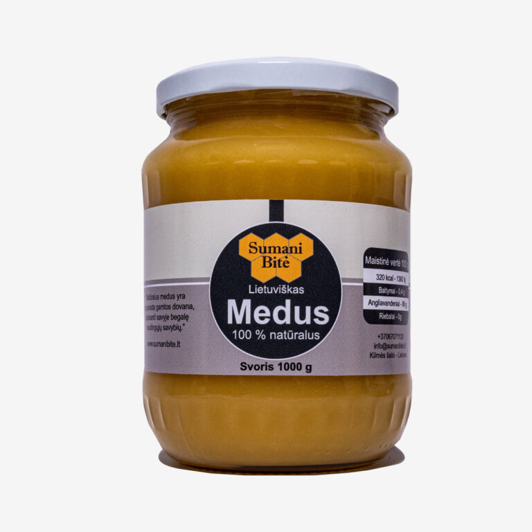 Pievu medus stiklainyje