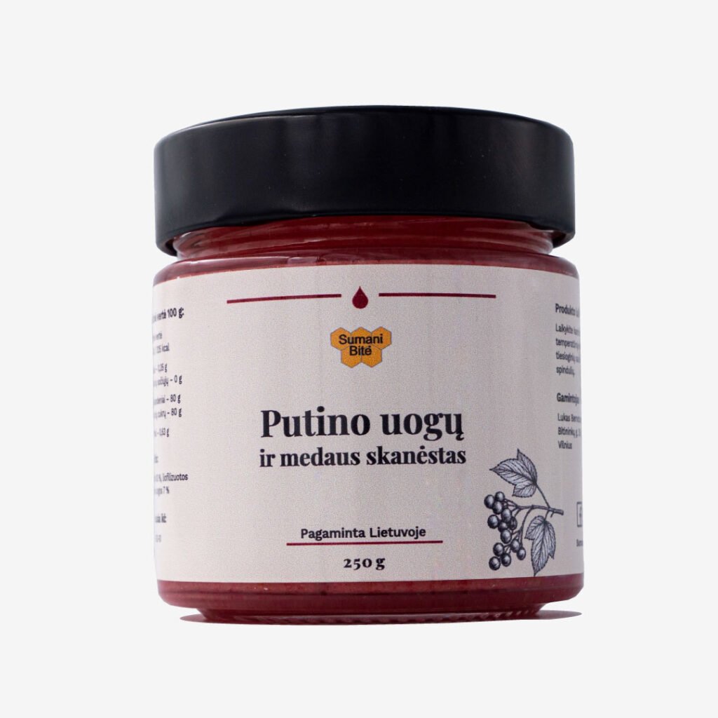 medus su putinais stiklainyje 250 g